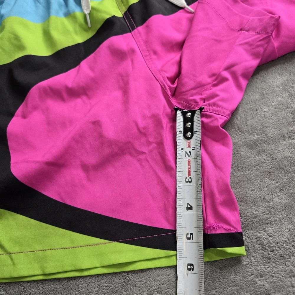 Buc-ees Beaver Retro Neon Swim Trunks Mens Small Pink Multicolor 5.5